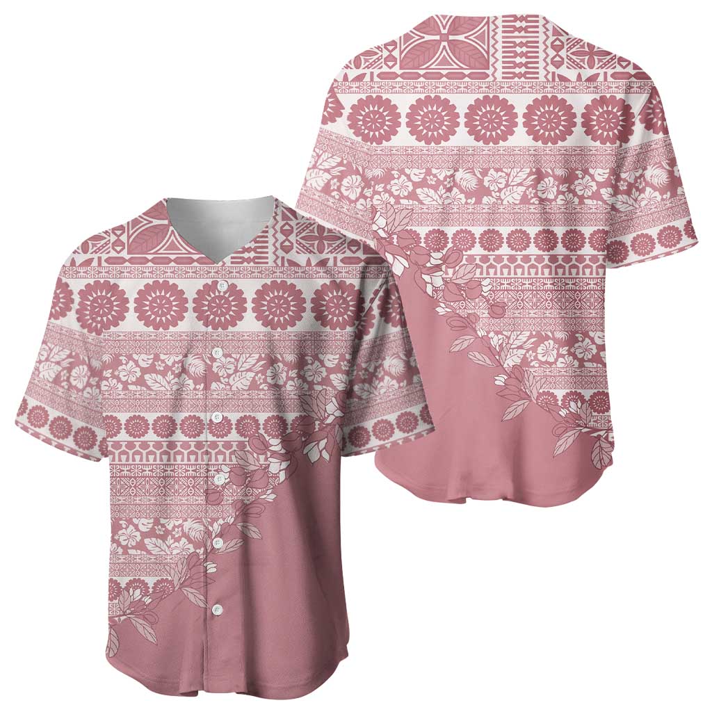 Fiji Marau na Kerisimasi Baseball Jersey Dusty Rose Tagimoucia Tapa Masi Tribal LT9 - Polynesian Pride