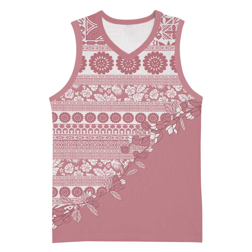 Fiji Marau na Kerisimasi Basketball Jersey Dusty Rose Tagimoucia Tapa Masi Tribal LT9 Unisex Pink - Polynesian Pride