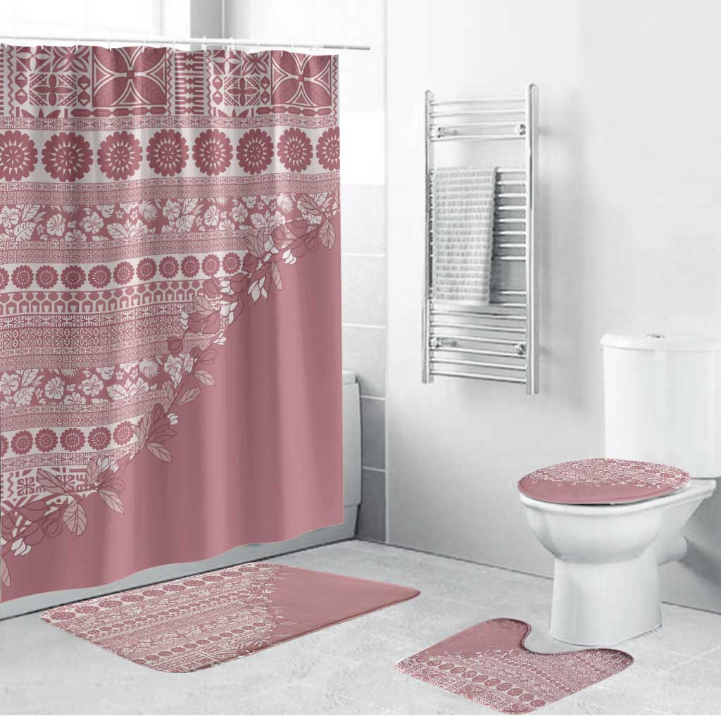 Fiji Marau na Kerisimasi Bathroom Set Dusty Rose Tagimoucia Tapa Masi Tribal LT9 Bathroom Set (4 pcs) Pink - Polynesian Pride