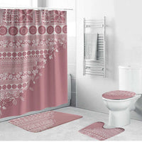 Fiji Marau na Kerisimasi Bathroom Set Dusty Rose Tagimoucia Tapa Masi Tribal LT9 Bathroom Set (4 pcs) Pink - Polynesian Pride