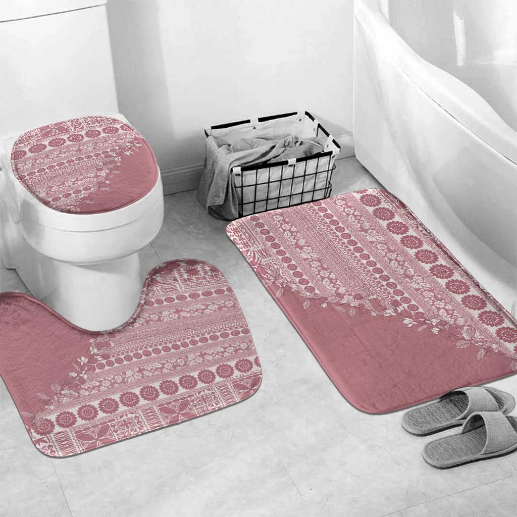 Fiji Marau na Kerisimasi Bathroom Set Dusty Rose Tagimoucia Tapa Masi Tribal LT9 Mat Set Only (3 pcs) One Size Pink - Polynesian Pride
