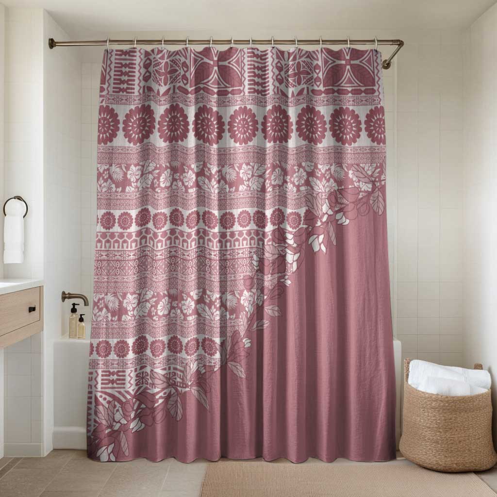 Fiji Marau na Kerisimasi Bathroom Set Dusty Rose Tagimoucia Tapa Masi Tribal LT9 Shower Curtain Only Pink - Polynesian Pride