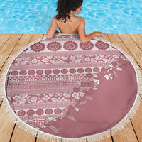 Fiji Marau na Kerisimasi Beach Blanket Dusty Rose Tagimoucia Tapa Masi Tribal LT9 - Polynesian Pride
