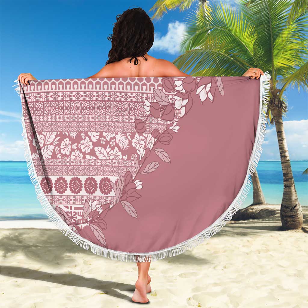Fiji Marau na Kerisimasi Beach Blanket Dusty Rose Tagimoucia Tapa Masi Tribal LT9 - Polynesian Pride