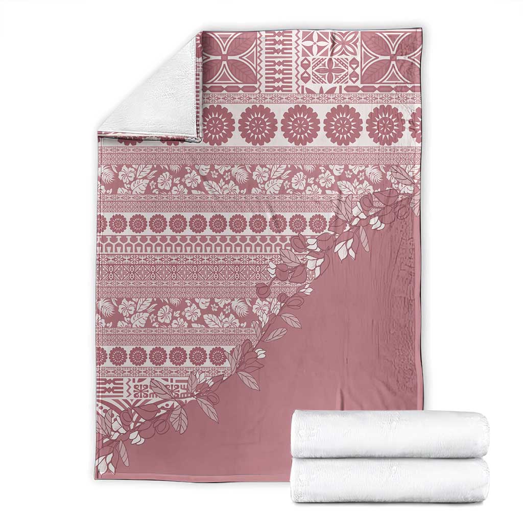 Fiji Marau na Kerisimasi Blanket Dusty Rose Tagimoucia Tapa Masi Tribal - Polynesian Pride