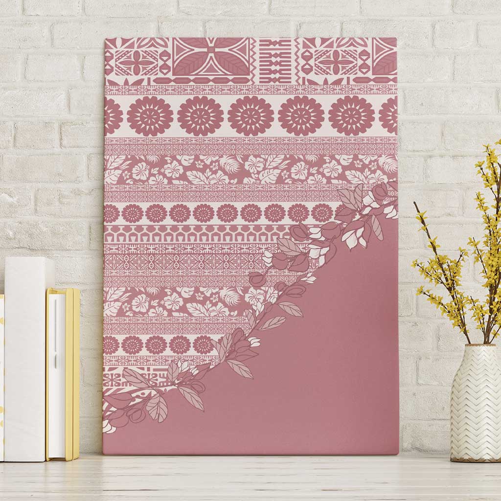 Fiji Marau na Kerisimasi Canvas Wall Art Dusty Rose Tagimoucia Tapa Masi Tribal LT9 Without Frame Pink - Polynesian Pride