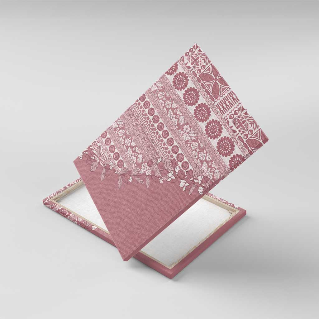 Fiji Marau na Kerisimasi Canvas Wall Art Dusty Rose Tagimoucia Tapa Masi Tribal LT9 With Frame Pink - Polynesian Pride
