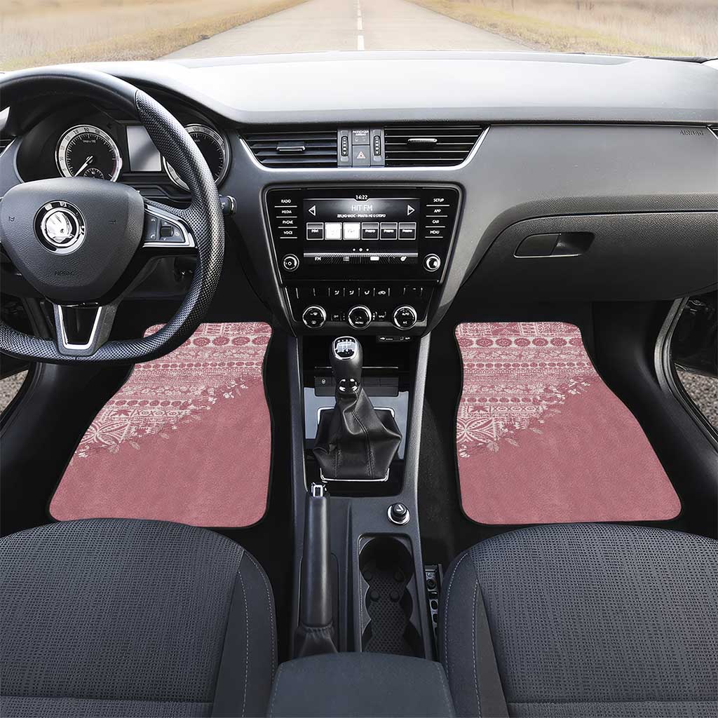 Fiji Marau na Kerisimasi Car Mats Dusty Rose Tagimoucia Tapa Masi Tribal LT9 Set 2pcs - Front Pink - Polynesian Pride