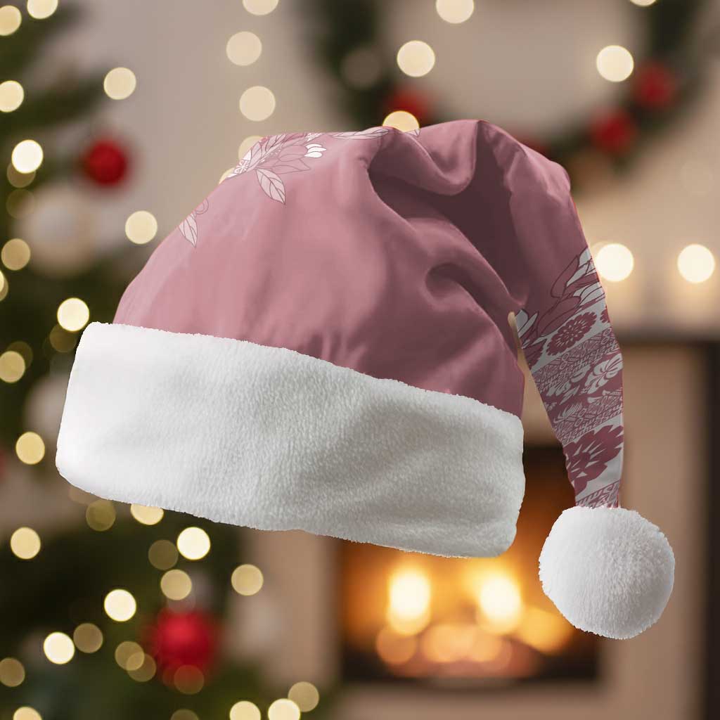 Fiji Marau na Kerisimasi Christmas Santa Hat Dusty Rose Tagimoucia Tapa Masi Tribal LT9 Without Fur Pink - Polynesian Pride