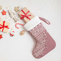 Fiji Marau na Kerisimasi Christmas Stocking Dusty Rose Tagimoucia Tapa Masi Tribal LT9 - Polynesian Pride