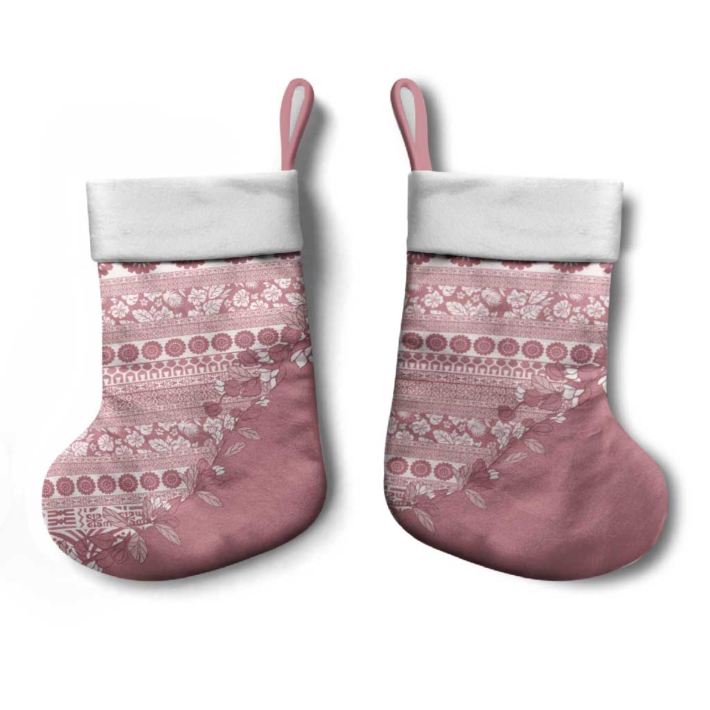 Fiji Marau na Kerisimasi Christmas Stocking Dusty Rose Tagimoucia Tapa Masi Tribal LT9 - Polynesian Pride