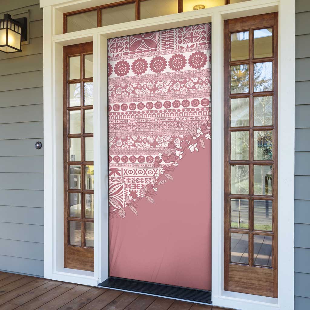 Fiji Marau na Kerisimasi Door Cover Dusty Rose Tagimoucia Tapa Masi Tribal LT9 - Polynesian Pride