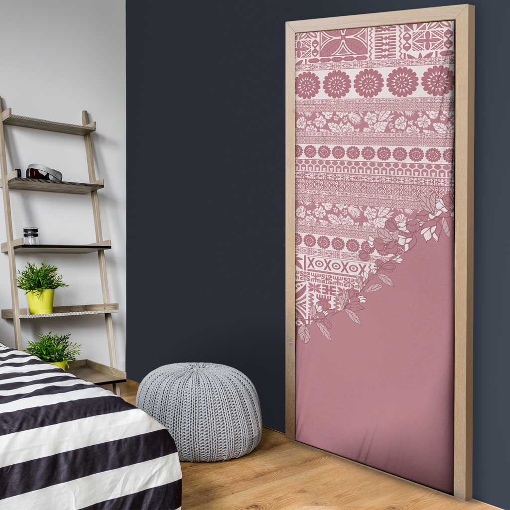 Fiji Marau na Kerisimasi Door Cover Dusty Rose Tagimoucia Tapa Masi Tribal LT9 - Polynesian Pride