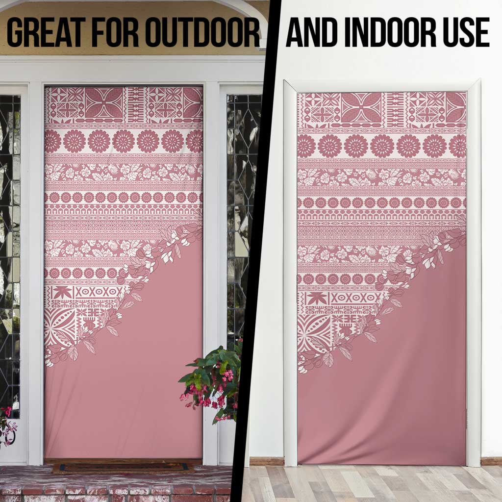 Fiji Marau na Kerisimasi Door Cover Dusty Rose Tagimoucia Tapa Masi Tribal LT9 - Polynesian Pride