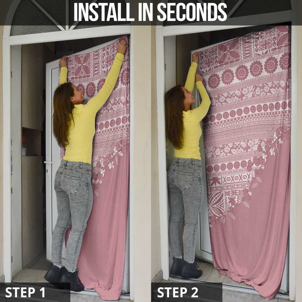 Fiji Marau na Kerisimasi Door Cover Dusty Rose Tagimoucia Tapa Masi Tribal LT9 - Polynesian Pride