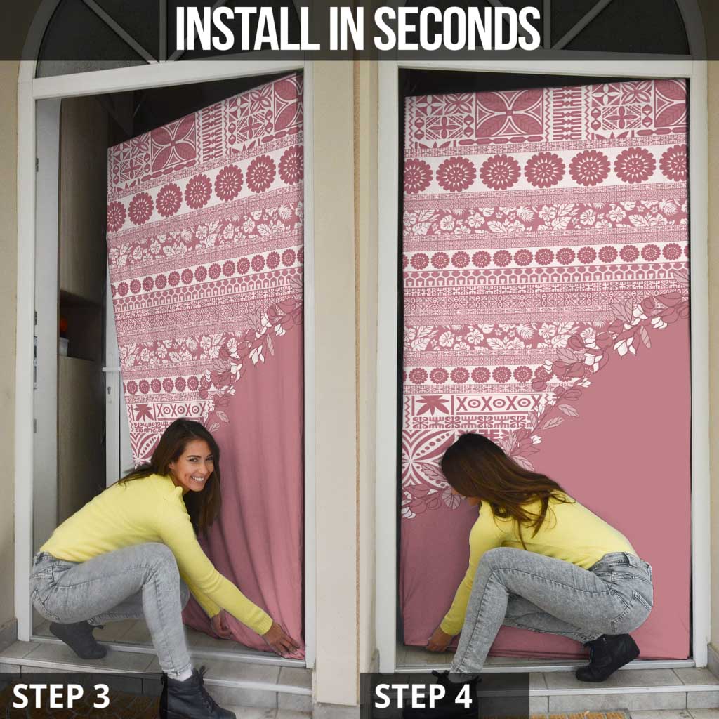Fiji Marau na Kerisimasi Door Cover Dusty Rose Tagimoucia Tapa Masi Tribal LT9 - Polynesian Pride