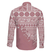 Fiji Marau na Kerisimasi Family Matching Off The Shoulder Long Sleeve Dress and Hawaiian Shirt Dusty Rose Tagimoucia Tapa Masi Tribal LT9 - Polynesian Pride