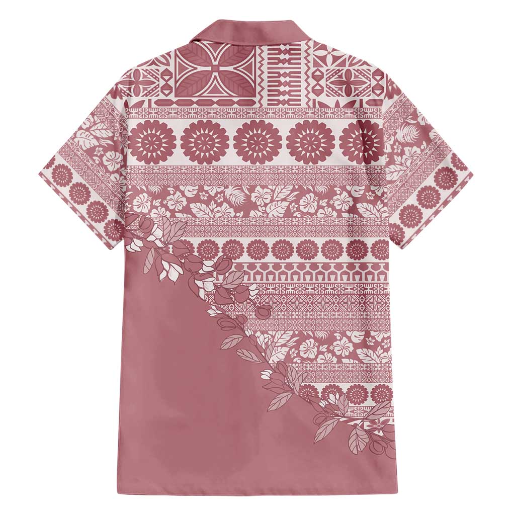 Fiji Marau na Kerisimasi Family Matching Short Sleeve Bodycon Dress and Hawaiian Shirt Dusty Rose Tagimoucia Tapa Masi Tribal LT9 - Polynesian Pride