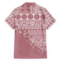 Fiji Marau na Kerisimasi Family Matching Tank Maxi Dress and Hawaiian Shirt Dusty Rose Tagimoucia Tapa Masi Tribal LT9 - Polynesian Pride