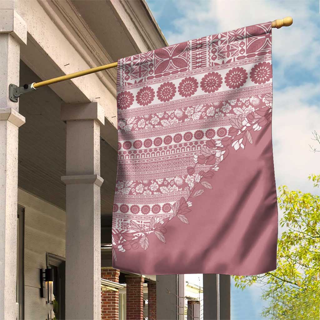 Fiji Marau na Kerisimasi Garden Flag Dusty Rose Tagimoucia Tapa Masi Tribal LT9 House Flag Pink - Polynesian Pride