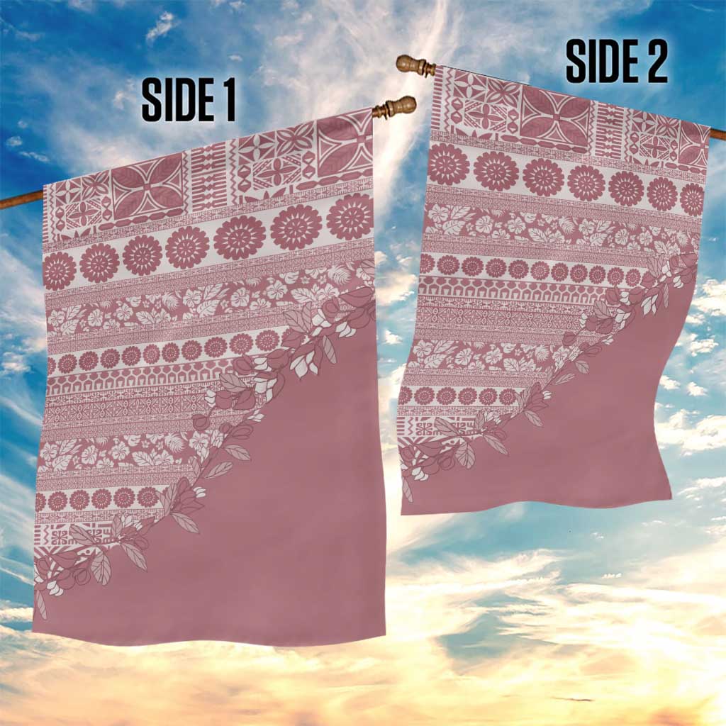 Fiji Marau na Kerisimasi Garden Flag Dusty Rose Tagimoucia Tapa Masi Tribal LT9 - Polynesian Pride