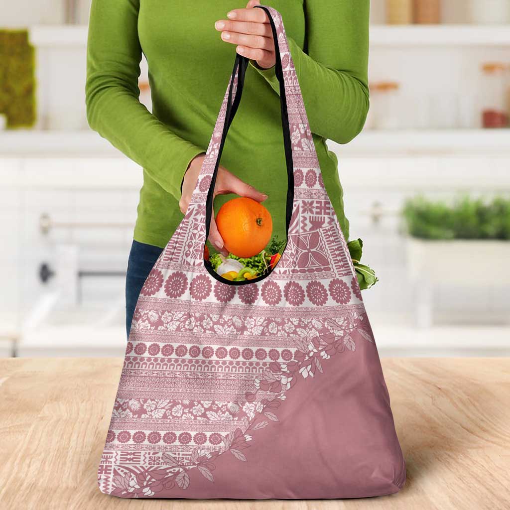 Fiji Marau na Kerisimasi Grocery Bag Dusty Rose Tagimoucia Tapa Masi Tribal LT9 - Polynesian Pride