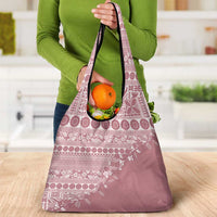 Fiji Marau na Kerisimasi Grocery Bag Dusty Rose Tagimoucia Tapa Masi Tribal LT9 - Polynesian Pride