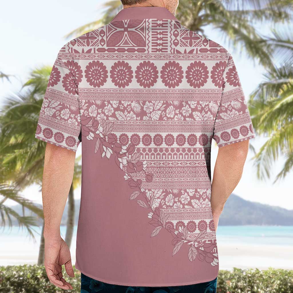 Fiji Marau na Kerisimasi Hawaiian Shirt Dusty Rose Tagimoucia Tapa Masi Tribal LT9 - Polynesian Pride