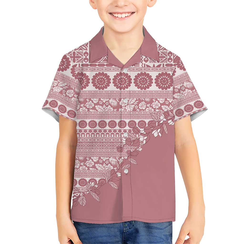Fiji Marau na Kerisimasi Hawaiian Shirt Dusty Rose Tagimoucia Tapa Masi Tribal LT9 - Polynesian Pride