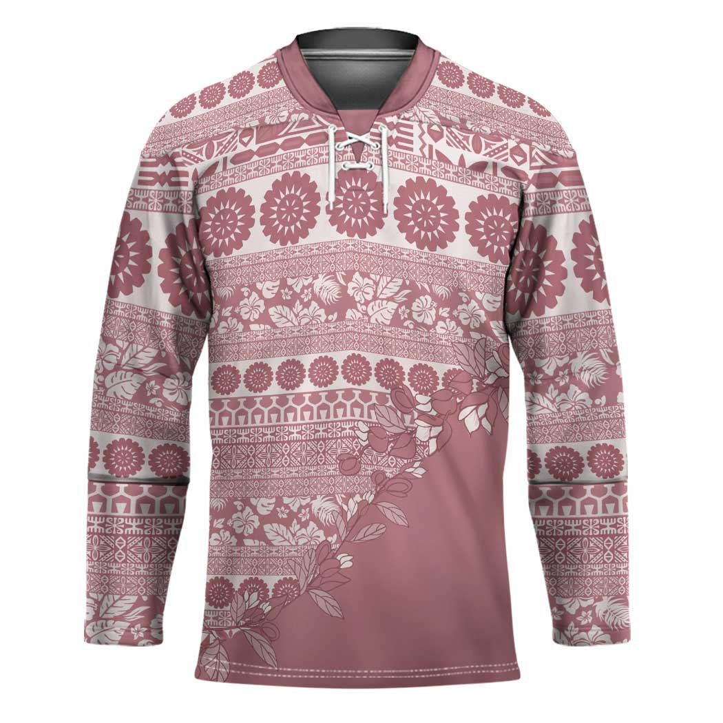 Fiji Marau na Kerisimasi Hockey Jersey Dusty Rose Tagimoucia Tapa Masi Tribal LT9 Unisex Pink - Polynesian Pride