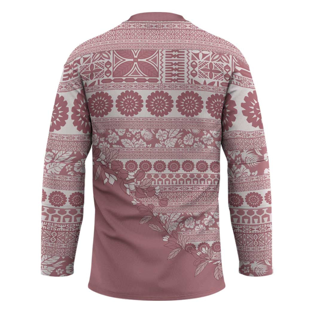 Fiji Marau na Kerisimasi Hockey Jersey Dusty Rose Tagimoucia Tapa Masi Tribal LT9 - Polynesian Pride