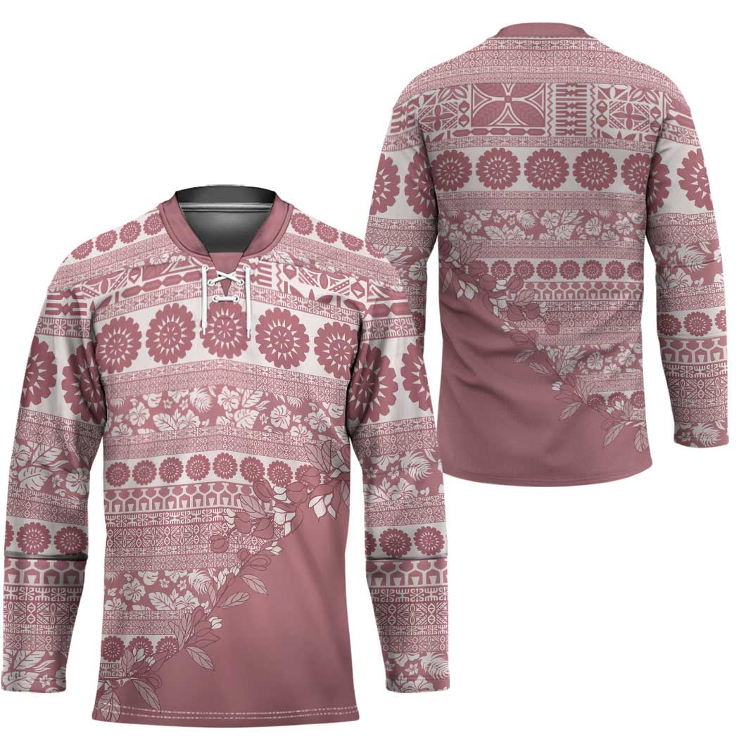 Fiji Marau na Kerisimasi Hockey Jersey Dusty Rose Tagimoucia Tapa Masi Tribal LT9 - Polynesian Pride