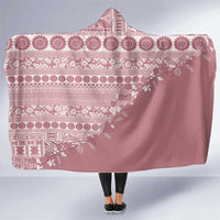 Fiji Marau na Kerisimasi Hooded Blanket Dusty Rose Tagimoucia Tapa Masi Tribal LT9 One Size Pink - Polynesian Pride