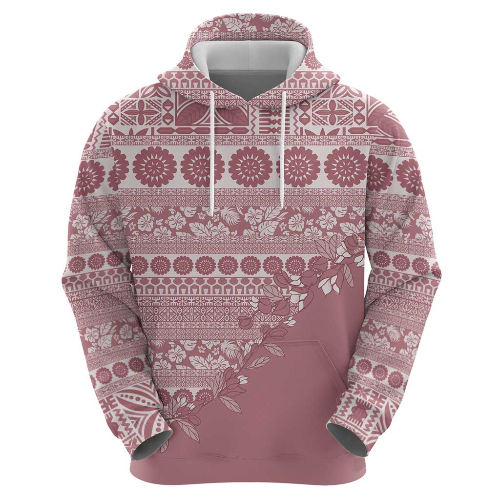Fiji Marau na Kerisimasi Hoodie Dusty Rose Tagimoucia Tapa Masi Tribal LT9 - Polynesian Pride