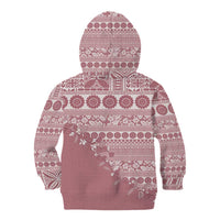 Fiji Marau na Kerisimasi Kid Hoodie Dusty Rose Tagimoucia Tapa Masi Tribal - Polynesian Pride