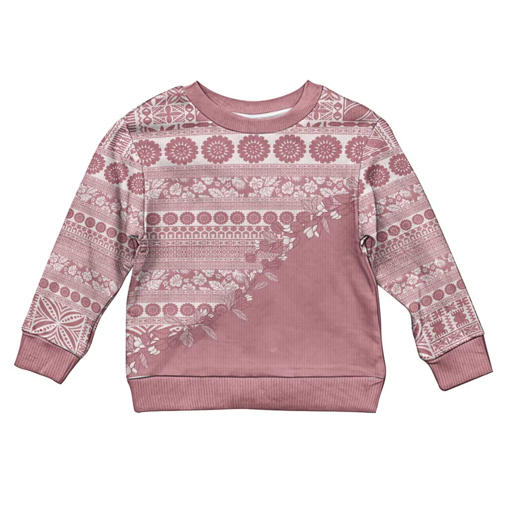 Fiji Marau na Kerisimasi Kid Ugly Christmas Sweater Dusty Rose Tagimoucia Tapa Masi Tribal LT9 Kid Pink - Polynesian Pride