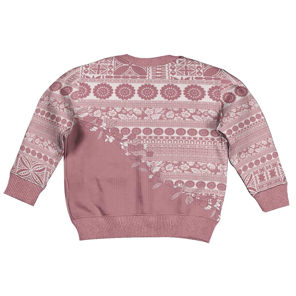 Fiji Marau na Kerisimasi Kid Ugly Christmas Sweater Dusty Rose Tagimoucia Tapa Masi Tribal LT9 - Polynesian Pride