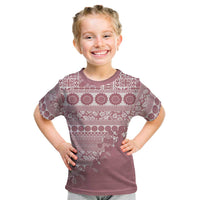 Fiji Marau na Kerisimasi Kid T Shirt Dusty Rose Tagimoucia Tapa Masi Tribal LT9 Pink - Polynesian Pride