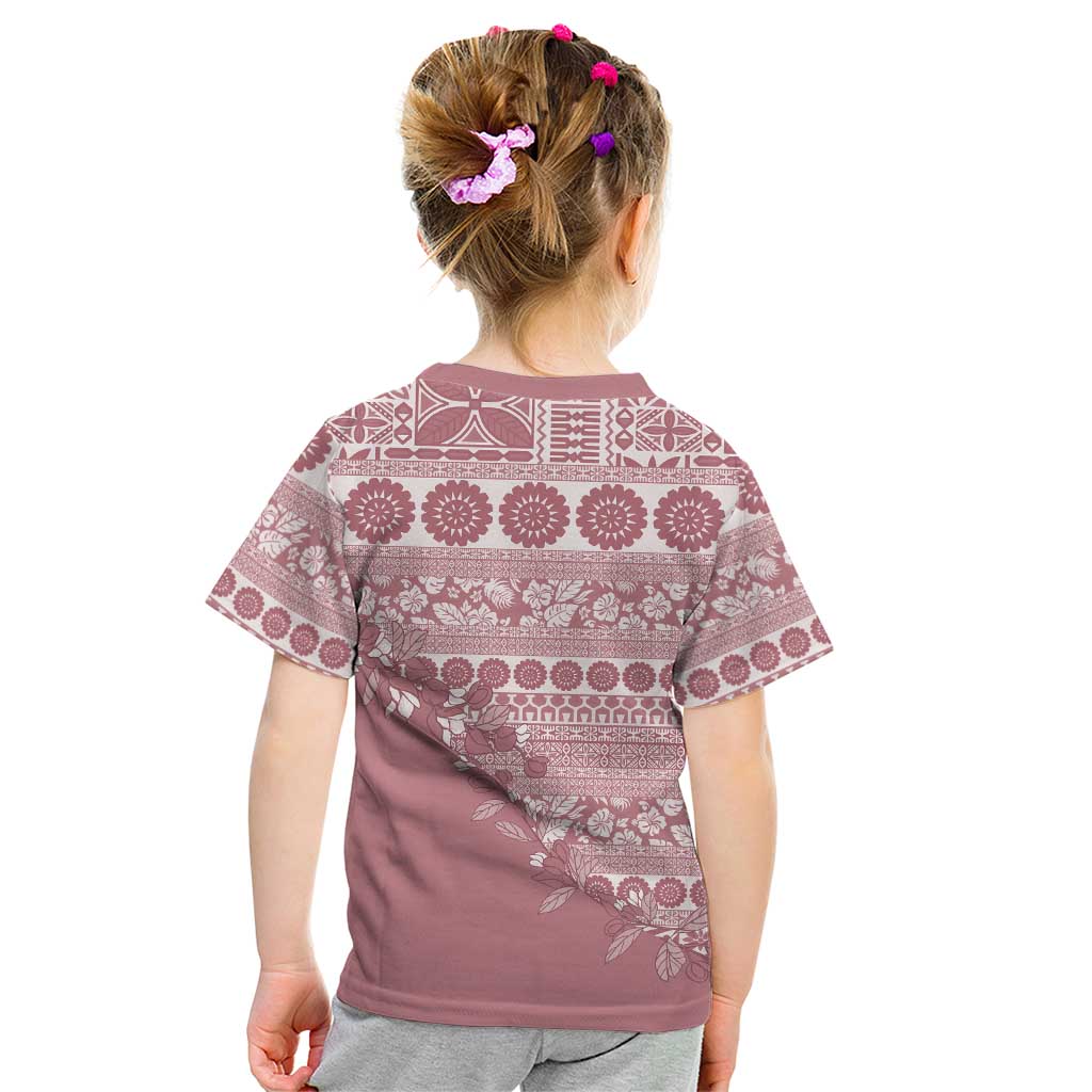 Fiji Marau na Kerisimasi Kid T Shirt Dusty Rose Tagimoucia Tapa Masi Tribal LT9 - Polynesian Pride