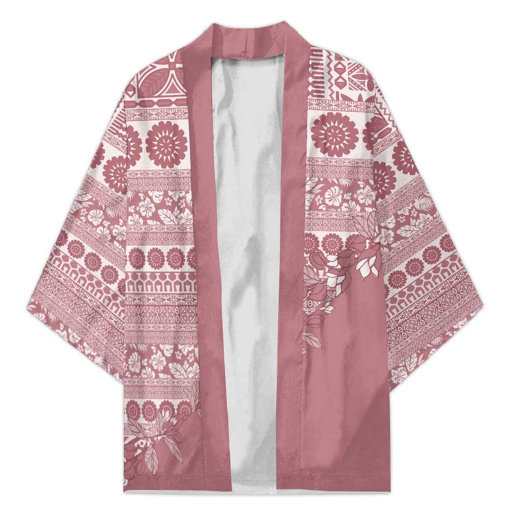 Fiji Marau na Kerisimasi Kimono Dusty Rose Tagimoucia Tapa Masi Tribal LT9 Unisex Pink - Polynesian Pride