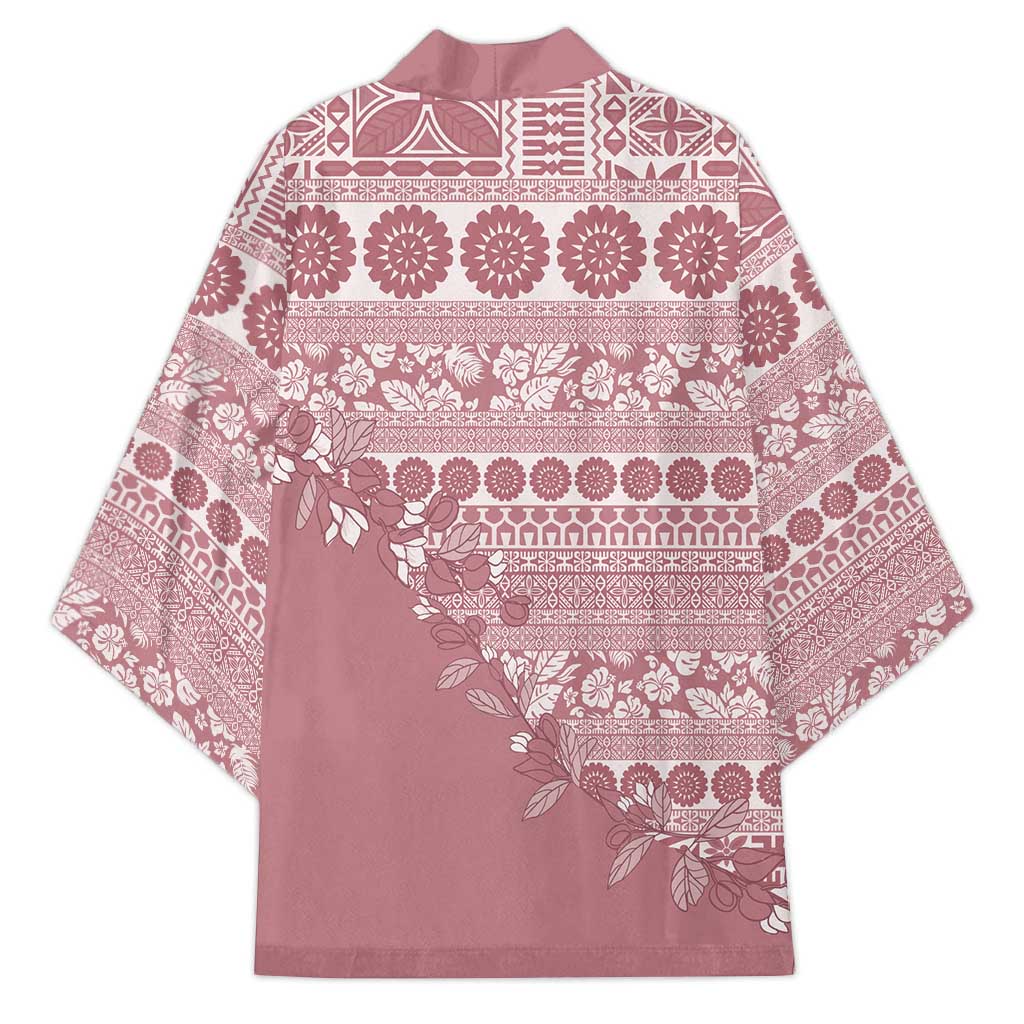 Fiji Marau na Kerisimasi Kimono Dusty Rose Tagimoucia Tapa Masi Tribal LT9 - Polynesian Pride