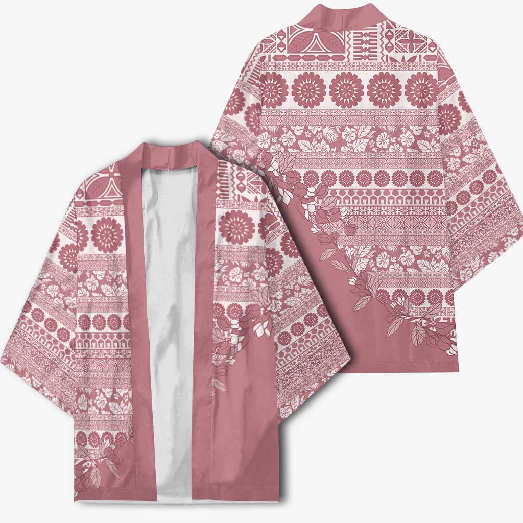 Fiji Marau na Kerisimasi Kimono Dusty Rose Tagimoucia Tapa Masi Tribal LT9 - Polynesian Pride