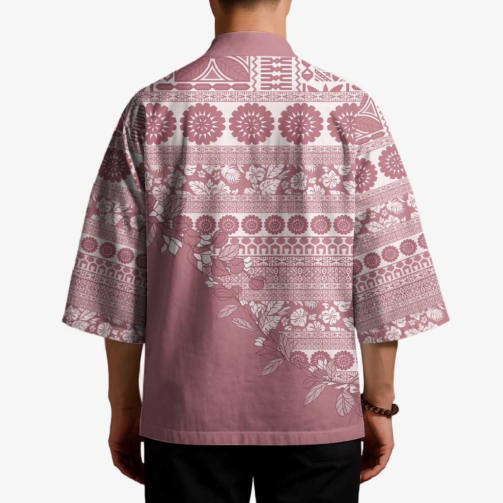 Fiji Marau na Kerisimasi Kimono Dusty Rose Tagimoucia Tapa Masi Tribal LT9 - Polynesian Pride
