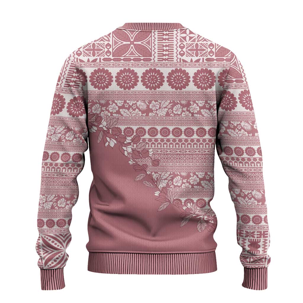 Fiji Marau na Kerisimasi Ugly Christmas Sweater Dusty Rose Tagimoucia Tapa Masi Tribal LT9 - Polynesian Pride