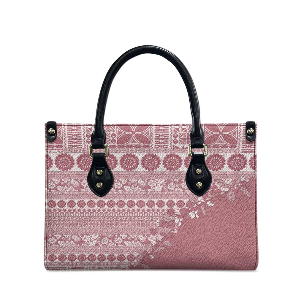 Fiji Marau na Kerisimasi Leather Bag Dusty Rose Tagimoucia Tapa Masi Tribal LT9 - Polynesian Pride