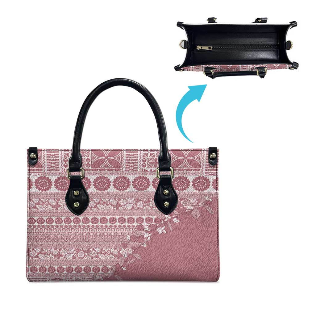 Fiji Marau na Kerisimasi Leather Bag Dusty Rose Tagimoucia Tapa Masi Tribal LT9 - Polynesian Pride