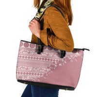 Fiji Marau na Kerisimasi Leather Tote Bag Dusty Rose Tagimoucia Tapa Masi Tribal LT9 Pink - Polynesian Pride