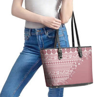 Fiji Marau na Kerisimasi Leather Tote Bag Dusty Rose Tagimoucia Tapa Masi Tribal LT9 - Polynesian Pride