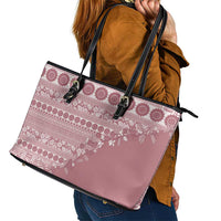 Fiji Marau na Kerisimasi Leather Tote Bag Dusty Rose Tagimoucia Tapa Masi Tribal LT9 - Polynesian Pride
