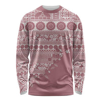 Fiji Marau na Kerisimasi Long Sleeve Shirt Dusty Rose Tagimoucia Tapa Masi Tribal LT9 Unisex Pink - Polynesian Pride